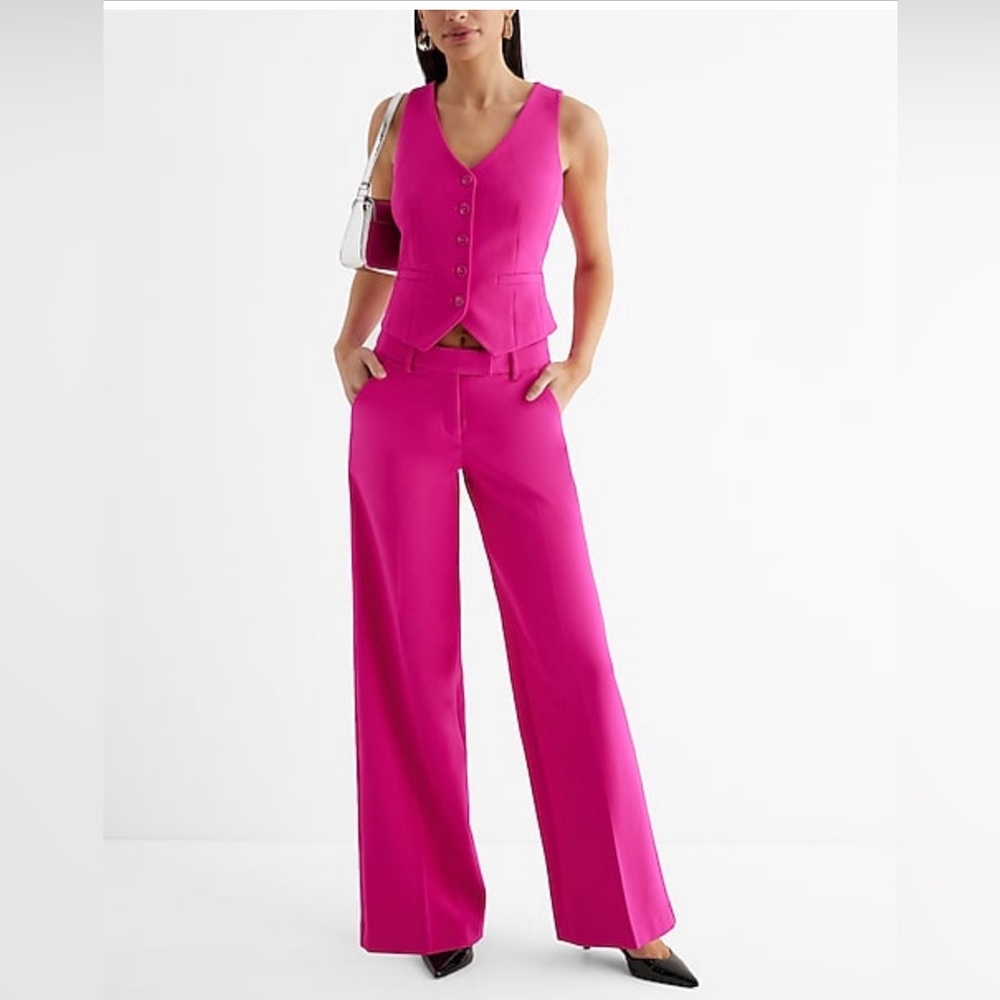 NWT Express Preview Editor Studio Stretch Twill Five Button Blazer Vest - Picture 4 of 7